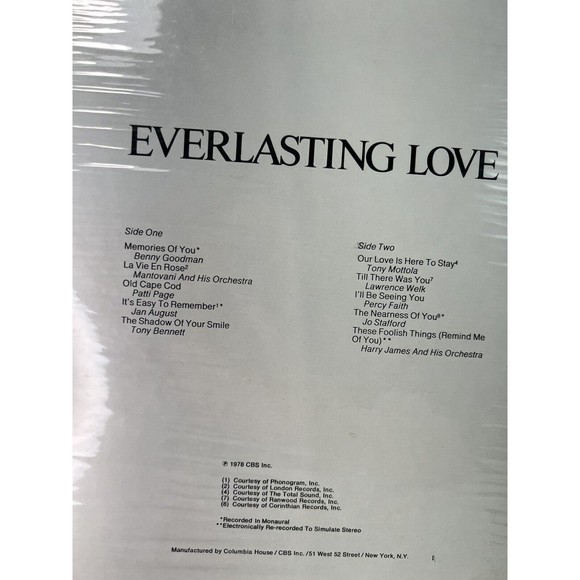 EVERLASTING LOVE VINYL LP COLUMBIA MUSICAL TREASURY New Sealed - Picture 3 of 3